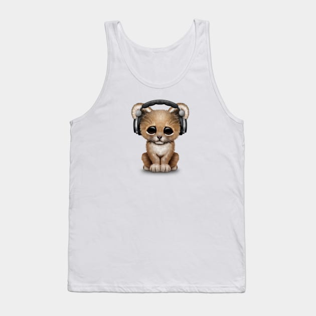 Cute Lion Cub Dj Wearing Headphones Tank Top by jeffbartels